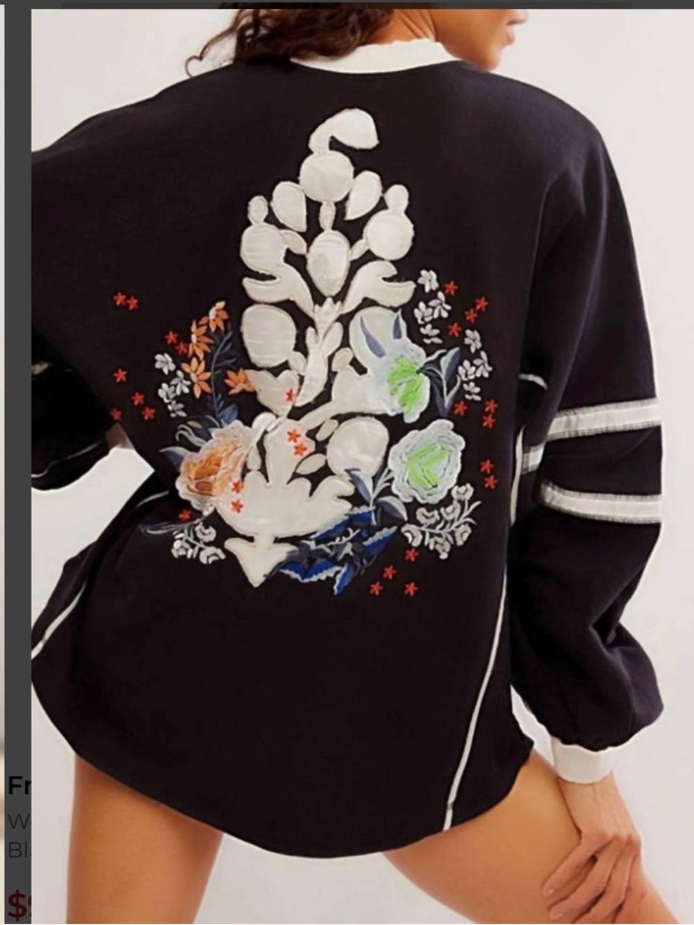 Free People Logo Rugby Ready Layer In Piano Floral Black 🔥 Read Description